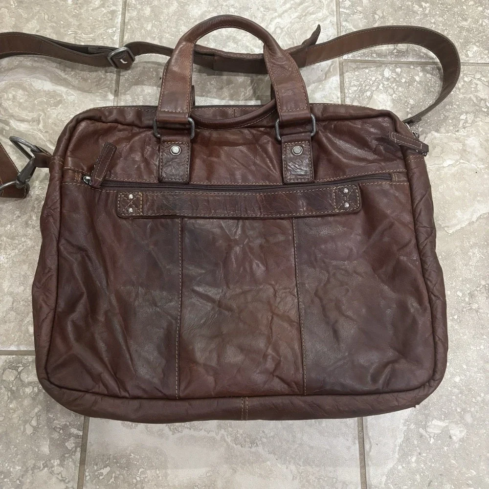 Jack Georges Voyager Buffalo Leather Briefcase #7317, Hand-stained, Cross-body